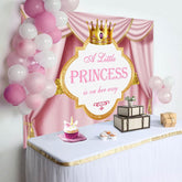 Aperturee - Aperturee Pink Gold Curtain Crown Princess Baby Shower Backdrop